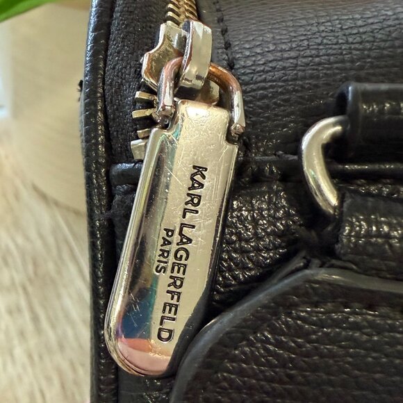 KARL LAGERFELD PARIS MAYBELLE CAMERA CROSSBODY BAG RAINBOW STRIPE STRAP CASUAL - Picture 16 of 16